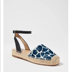 Ann Taylor Genuine Calf Hair Black and Blue Patterned Espadrilles
